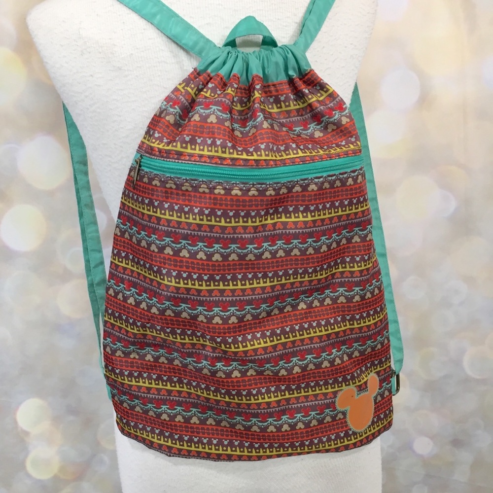 Disney Mickey Mouse Nylon Collapsible Backpack Bag Lightweight Water Resistant